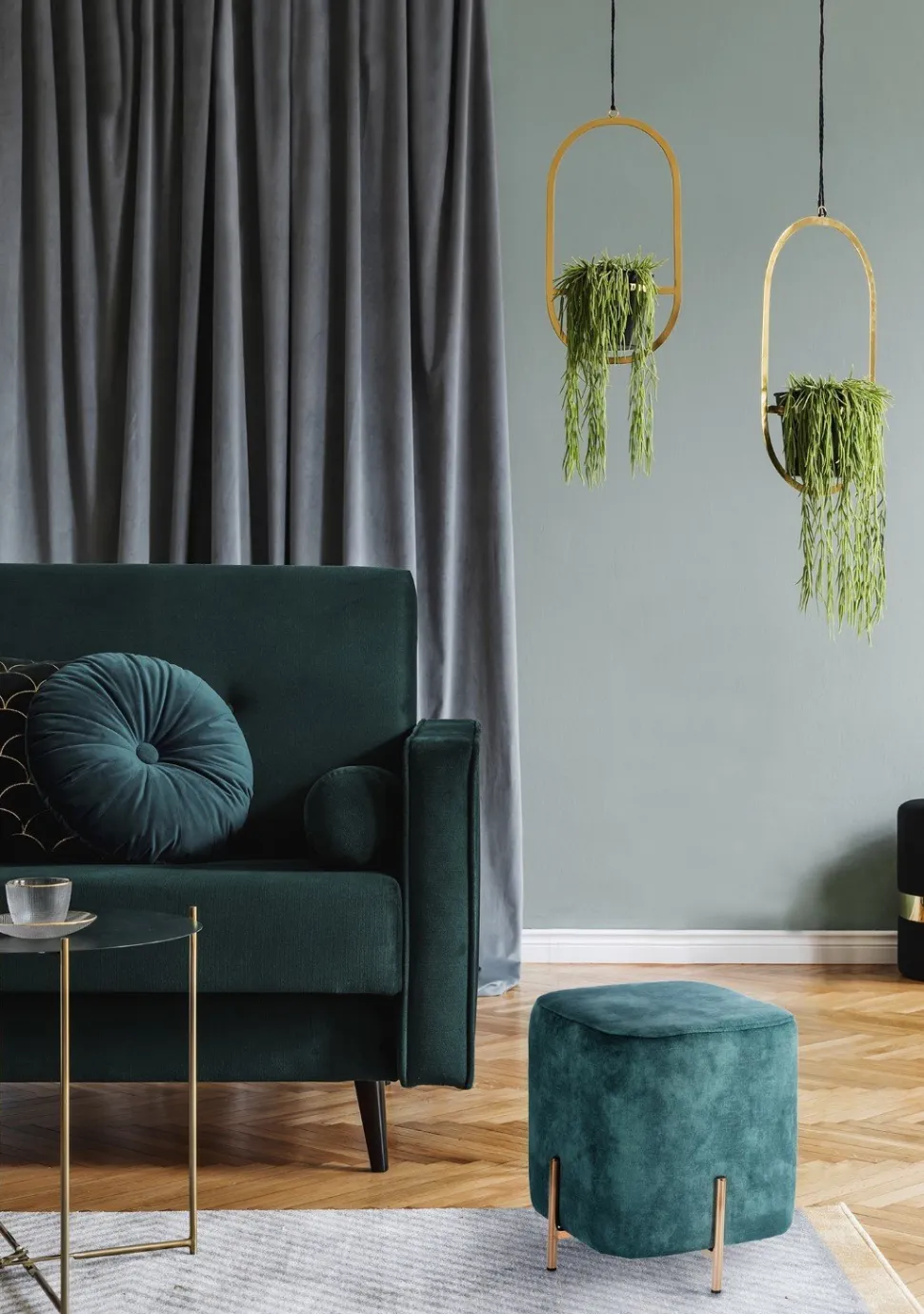 Pufa Izbit Velvet niebieska glamour