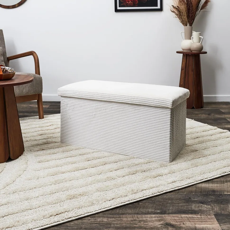 Pufa Medford składana z pojemnikiem biała