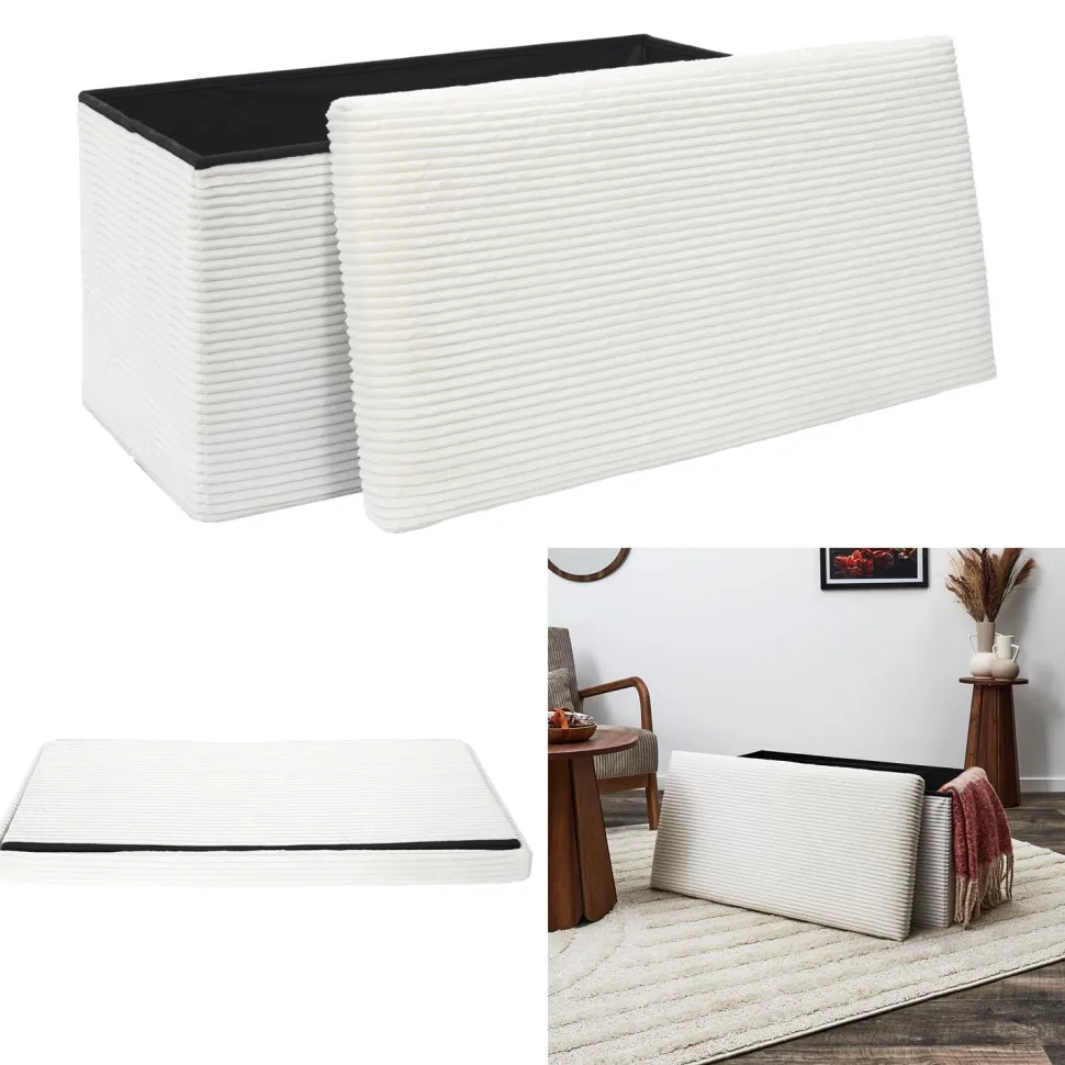 Pufa Medford składana z pojemnikiem biała