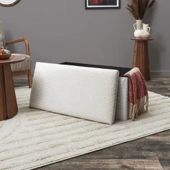 Pufa Medford składana z pojemnikiem biała