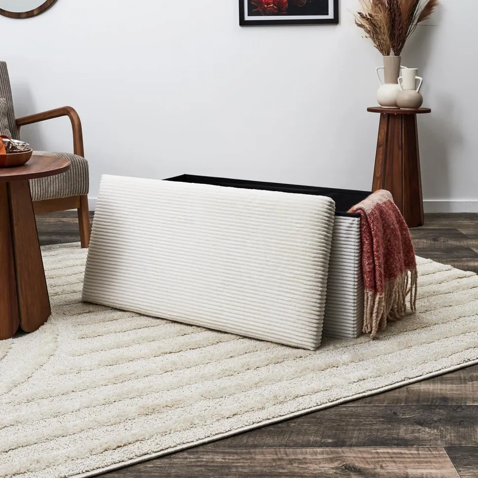 Pufa Medford składana z pojemnikiem biała