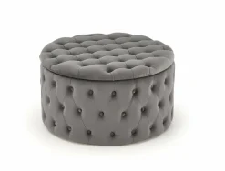 Pufa Russ Velvet popielaty z funkcją schowka