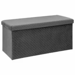 Pufa ze schowkiem duża Velvet szara