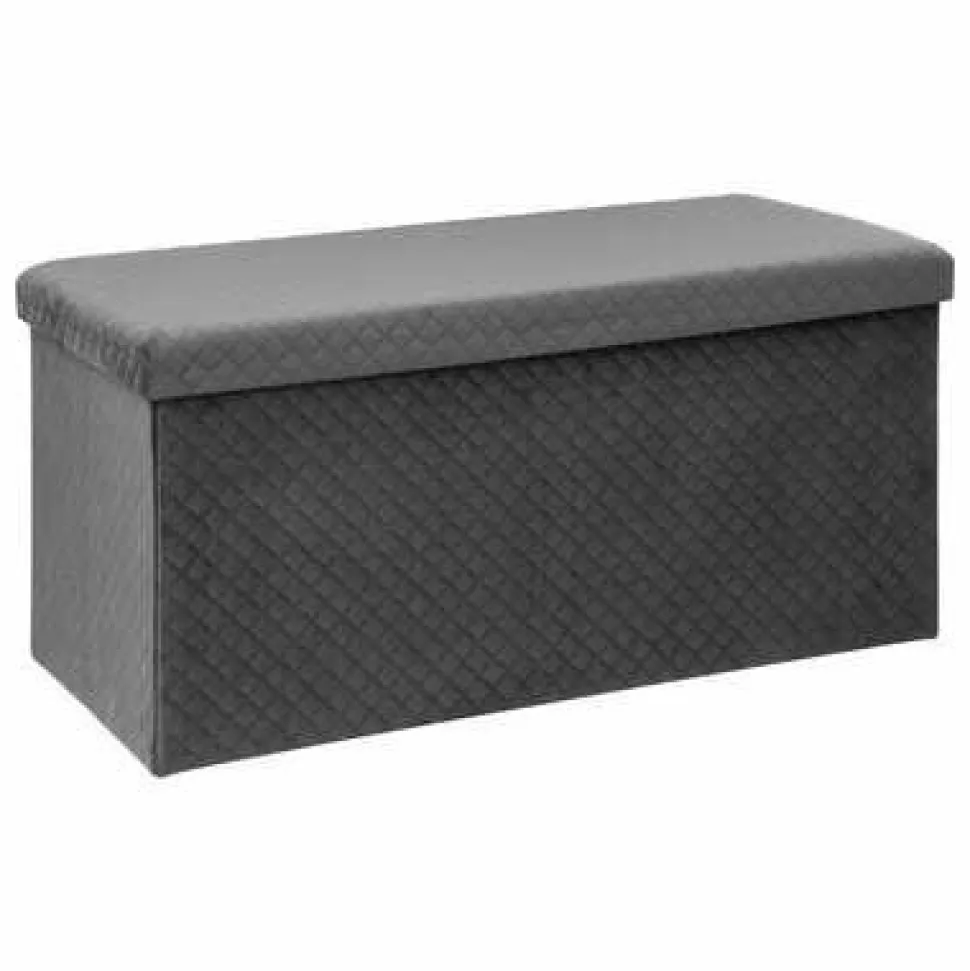 Pufa ze schowkiem duża Velvet szara