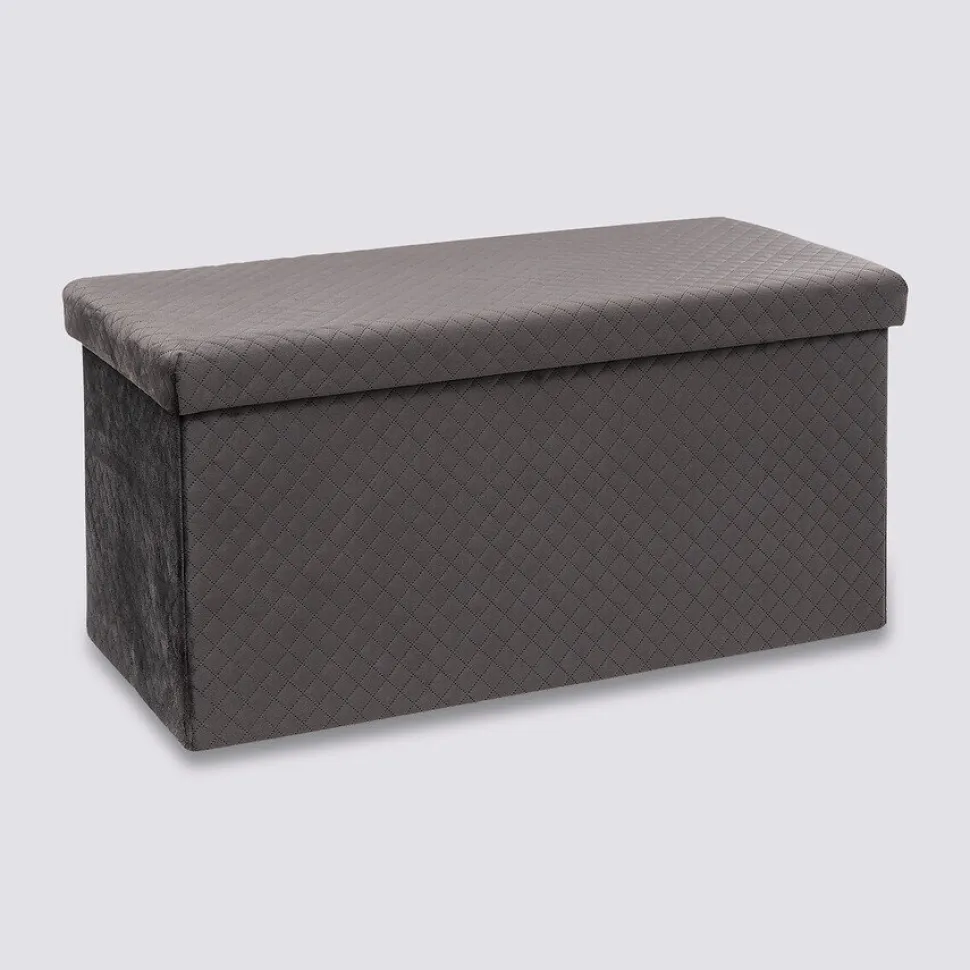 Pufa ze schowkiem duża Velvet szara