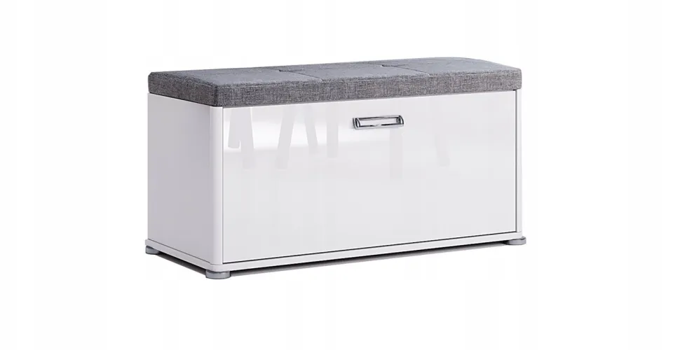 Pufa/szafka na buty Bella biały połysk