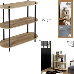 Regał Cobe 3 półki naturaly/czarny