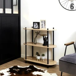 Regał Cobe 3 półki naturaly/czarny