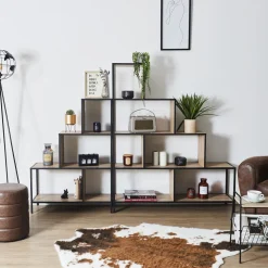 Regał schodkowy Edison naturalny/czarny