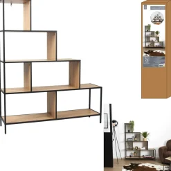 Regał schodkowy Edison naturalny/czarny