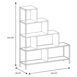 Regał schodkowy Edison naturalny/czarny