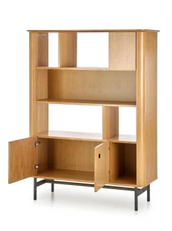 Regał szeroki Zefir dąb/czarny