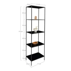 Regał Vita wąski 5 półek czarny