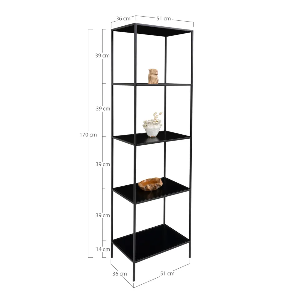 Regał Vita wąski 5 półek czarny