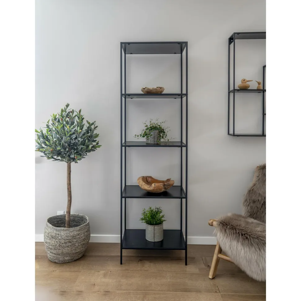 Regał Vita wąski 5 półek czarny