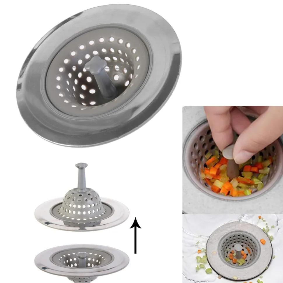 Sitko do zlewu silikonowe/chrom szare