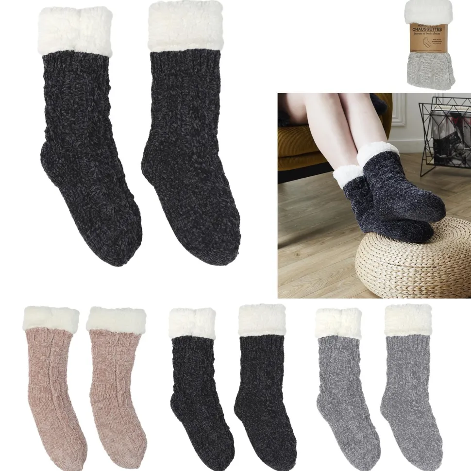 Skarpety Chenille ocieplane czarne