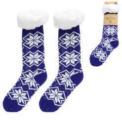Skarpety damskie zimowe śnieżynki rozmiar 36-41 granatowe