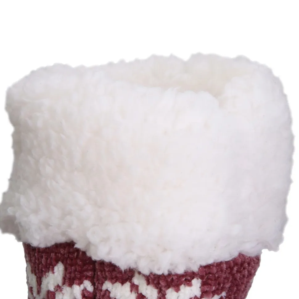 Skarpety ocieplane w świąteczny wzór czerwone