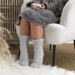 Skarpety plecione z ociepleniem 36-41 szare