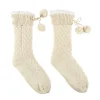 Skarpety plecione z pomponami kremowe 36-41