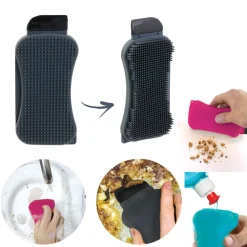 Skrobak z gąbką silikonowy szary