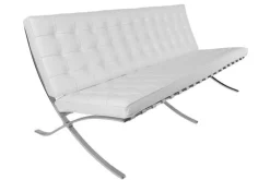 Sofa BA3 3 osobowa, biała ekoskóra PU inspirowana Barcelona