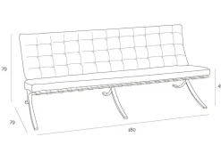 Sofa BA3 3 osobowa, biała ekoskóra PU inspirowana Barcelona