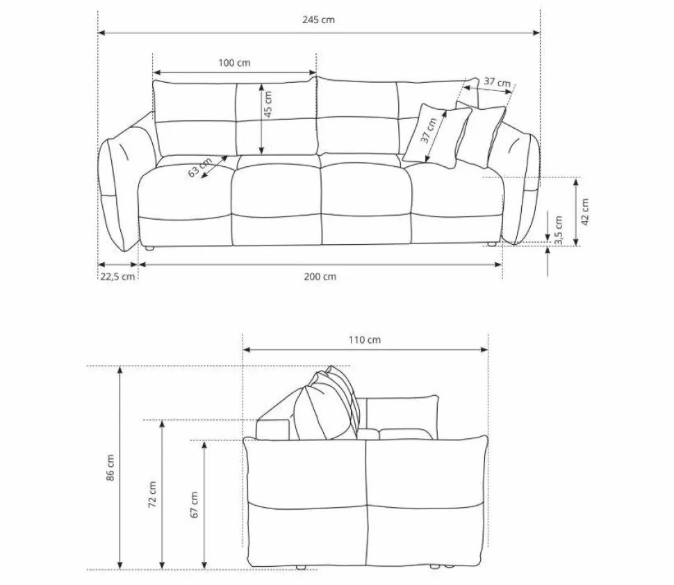 Sofa Bode z funkcją spania brązowa Wind 11