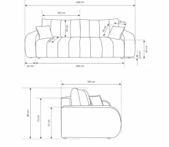 Sofa Hobro z funkcją spania szara ciemna  Lambi 12
