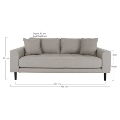 Sofa Lido 2,5 beżowa ciemna/ nogi czarne