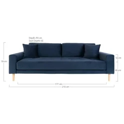 Sofa Lido 3 granatowa/ nogi naturalne