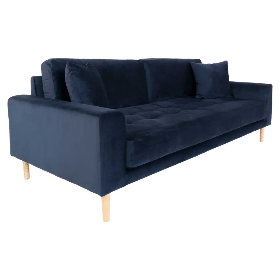 Sofa Lido 3 granatowa/ nogi naturalne