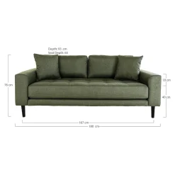 Sofa Lido 2,5 oliwkowa zieleń/ nogi  czarne