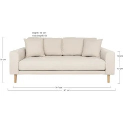Sofa Lido 2,5 piaskowa/ nogi naturalne