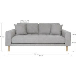 Sofa Lido 2,5 szara jasna/ nogi  naturalne