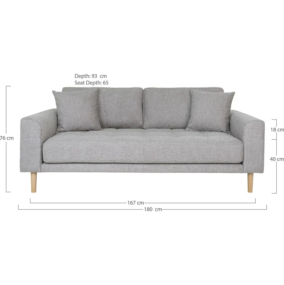 Sofa Lido 2,5 szara jasna/ nogi naturalne