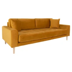 Sofa Lido 3 żółta/ nogi naturalne