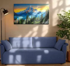 Sofa Mondel z funkcją spania sztruks granatowa