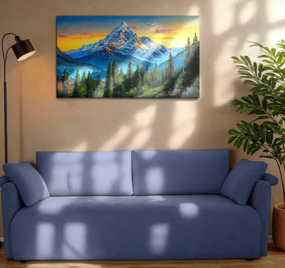 Sofa Mondel z funkcją spania sztruks granatowa