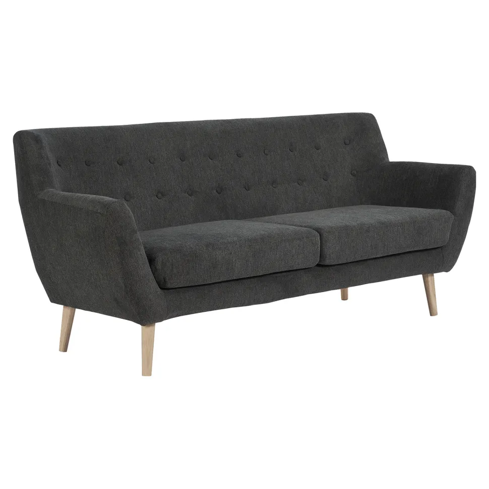 Sofa Monte 3 szara ciemna/ nogi naturalne