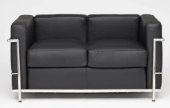 Sofa 2-osobowa Kubik czarna skóra TP