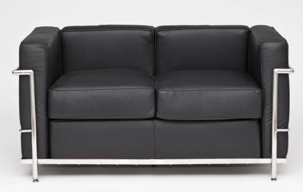 Sofa 2-osobowa Kubik czarna skóra TP