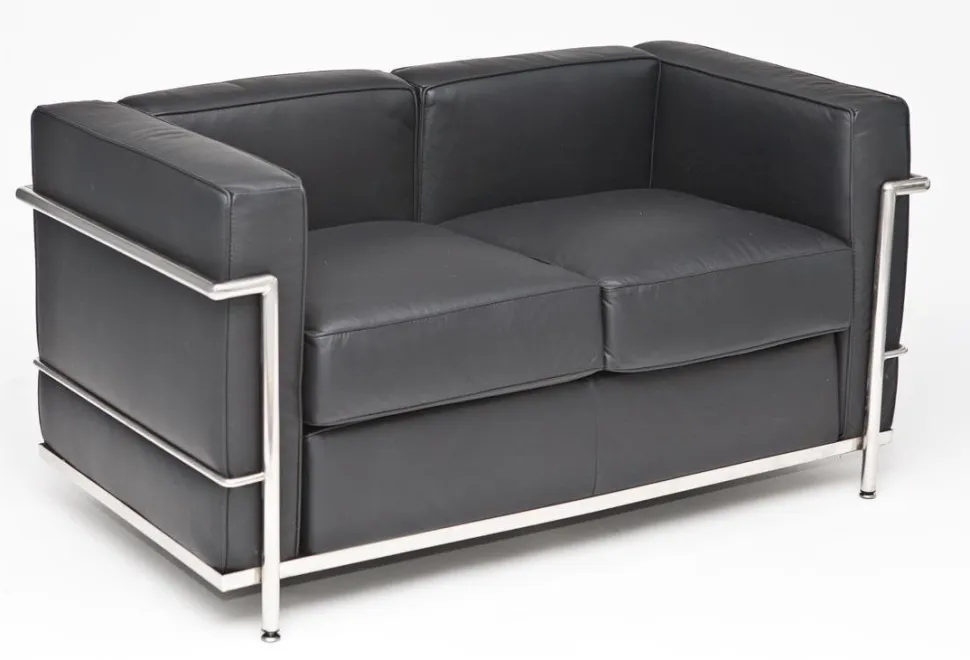 Sofa 2-osobowa Kubik czarna skóra TP