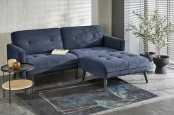 Sofa rozkładana Gyda niebieska z funkcją  narożnika