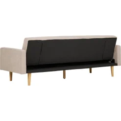 Sofa rozkładana Kells beżowa ciemna/ naturalne nogi