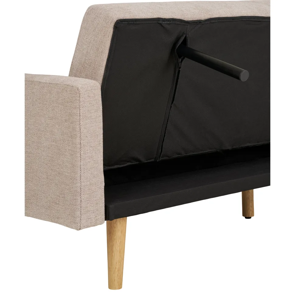 Sofa rozkładana Kells beżowa ciemna/ naturalne nogi