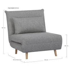 Sofa rozkładana Marlow 1 szara/ nogi  naturalne