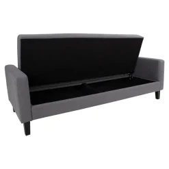 Sofa rozkładana Milton szara ciemna/  czarne nogi