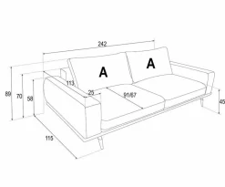 Sofa Salmi z funkcją spania szara jasna Cosy06 GR 2